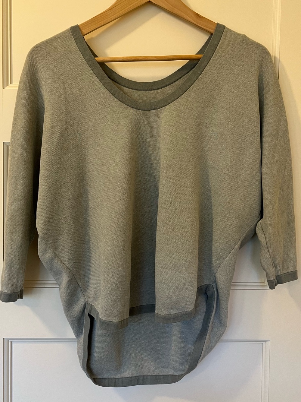 COS • Batwing Pullover Sweatshirt • Green-Gray Minimalist Top • Size XS